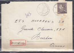 Aangetekende Brief Van Marcinelle A2A Naar Berchem - 1936-1951 Poortman