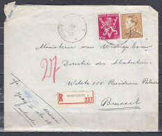 Aangetekende Brief Van Oostende P1P Naar Brussel - 1936-51 Poortman