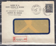 Aangetekende Brief Van Bruxelles 1S Brussel Banque De La Société Générale De Belgique - 1936-1951 Poortman