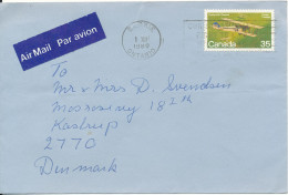 Canada Cover Sent Air Mail To Denmark Barrie Ontario 1-12-1980 AIR PLANE On The Stamp - Storia Postale