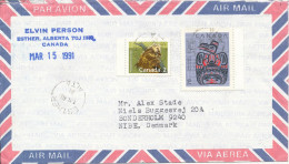 Canada Air Mail Cover Sent To Denmark 15-3-1991 - Luchtpost