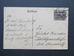 GANZSACHE Saar Saarbrücken Nach Wittgensdorf B. Chemnitz 1921  / D*58249 - Interi Postali