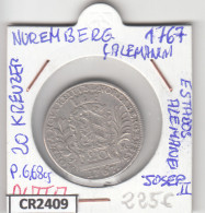 CR2409 MONEDA ALEMANIA 20 KREUZER 1767 PLATA - Andere - Europa