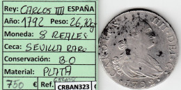 CRBAN323 MONEDA ESPAÑA 8 REALES 1792 B.O. - Autres & Non Classés