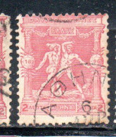 GREECE GRECIA HELLAS 1896 FIRST OLYMPIC GAMES MODERN ERA AT ATHENS BOXERS 2l USED USATO OBLITERE' - Used Stamps