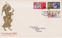 1969 Grossbritannien > FDC, Mi:GB 532-534, Sn:GB 605-607, Yt:GB 579-581,Christmas 1969 - Traditional Religious Themes - 1952-71 Ediciones Pre-Decimales