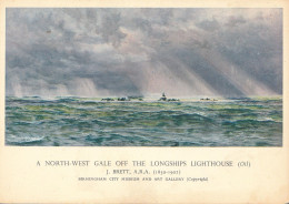 BL129. Postcard. North-west Gale Off The Longships Lighthouse. Lands End. J Brett - Land's End