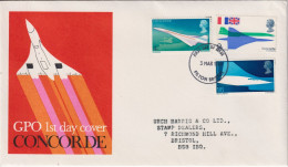 1969 Grossbritannien >FDC  Mi:GB 504-506, Sn:GB 581-583, Yt:GB 555-557, First Flight Of The Concorde - 1952-1971 Pre-Decimal Issues