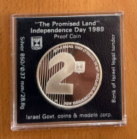 Israel 1989 Promised Land, Silber 850, 37mm, 28.8 Gr. 2 New Sheqel, Proof, Independence Day - Israël