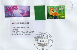 2023. Bambi 100 Years Anniversary, Letter From Austria To Andorra, With Arrival Andorran Postmark - Storia Postale