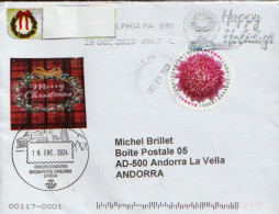 2024. Greetings / Happy Holidays  (Round Global Forever Stamp), Letter To Andorra, With Arrival Postmark. - Lettres & Documents