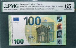 100 EURO SPAIN 2019  DRAGHI V002H2 VA SC UNCIRC. PMG 65 EPQ - 100 Euro