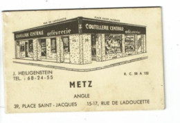 Calendrier Publicitaire 1966 Coutellerie Orfèvrerie J. HEILIGENSTEIN METZ Christofle Odette Schütz - Petit Format : 1961-70