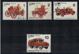 Cuba - "Semaine De Prévention Contre Les Incendies - Voitures De Pompiers" - Oblitérés N° 2010 à 2013 De 1977 - Usati