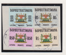 Bophuthatswana Fiskale Zegels/revenue Cat. J. Barefoot 1x9+10+11+12 Op Fragment - Bophuthatswana