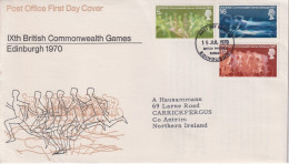 1970 Grossbritannien >FDC Mi:GB 552-554, Sn:GB 639-641, Yt:GB 596-598, IXth British Commonwealth Games, - 1952-1971 Pre-Decimal Issues