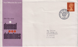 1971 Grossbritannien >FDC  Mi:GB 573C, Sn:GB MH69, Yt:GB 617, Königin Elisabeth II. - Dezimal Machin - Normale Zähnung - 1971-1980 Decimale  Uitgaven