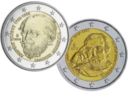 Les 2 Pieces 2 Euro Commemorative Grece 2019 Andreas Kalvos Et Manolis Andronikos UNC - Griekenland