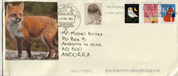 2024. Winter Woodland Animals, Letter From Michigan, To Andorra (Principality) With Arrival Postmark - Lettres & Documents