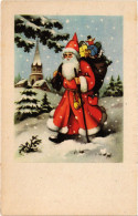 PC SAINT NICHOLAS IN THE SNOW WITH PRESENTS, Vintage Postcard (b51277) - Nikolaus