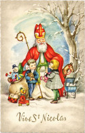 PC SAINT NICHOLAS, VIVE ST NICOLAS, Vintage EMBOSSED Postcard (b51283) - Saint-Nicolas