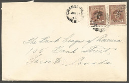 1945 Cover 4c War Split Ring Grangeville New Brunswick - Postal History