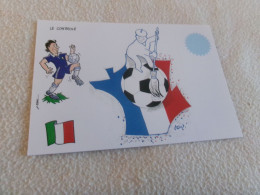 BELLE ILLUSTRATION HUMORISTIQUE COUPE DU MONDE DE FOOTBALL 1998."ITALIE ..LE CONTROLE" .signe LENZI..CLAVAL - Lenzi