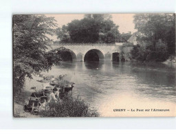 CHENY : Le Pont Sur L'Armançon - état (décollée) - Cheny