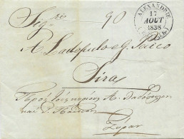 GRIECHENLAND GREECE 1838, Choleradesinfektion Von SYRA Auf Brief V. Alexandria - ...-1858 Préphilatélie