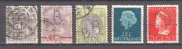 Netherlands - 5 Canceled Perfins Stamps - Perfin