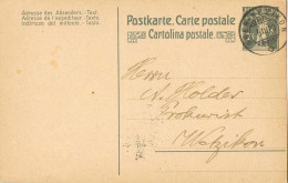 53691. Entero Postal OBER WEZIKON (Zurich) Suisse 1920. Guillermo Tell - Entiers Postaux