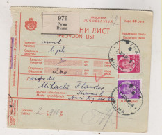 YUGOSLAVIA, RUMA 1938  Parcel Card - Storia Postale