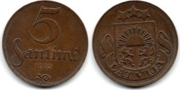 MA 29931  / Lettonie - Latvia 5 Santimi 1922 TB+ - Lettonia