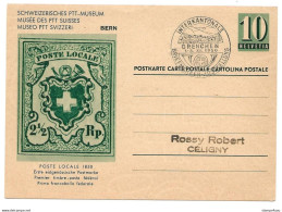 57 - 92 - Entier Postal Musée Des PTT "1er Timbre Fédéral" Oblit Spéciale Briefmarken-Ausstellung Grenchen 1950 - Entiers Postaux