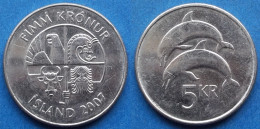 ICELAND - 5 Kronur 2007 "Two Dolphins" KM# 28a Monetary Reform (1981) - Edelweiss Coins - Island