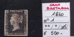 GRAN BRETAGNA 1840 N°1 USATO - Used Stamps