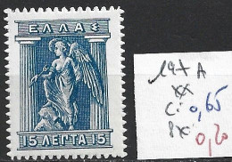 GRECE 197A * Côte 0.65 € - Ungebraucht