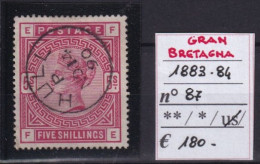 GRAN BRETAGNA 1883-84 N°87 USATO - Gebraucht