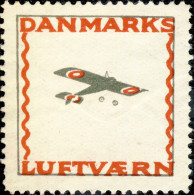 DANEMARK / DENMARK - "DANMARKS LUFTVAERN" Airplane Poster Stamp - No Gum - Luchtpostzegels