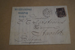 Envoi De 1888,Paris Vers Stavelot,Bossière Et Desport,daté Du 30/08/1888,en Bel état Pour Collection - 1876-1898 Sage (Type II)