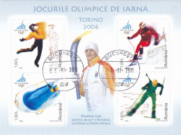 TORINO WINTER OLYMPICS 2006 BLOCK USED, ROMANIA - Usado