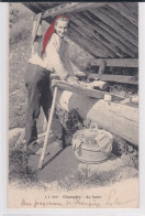 Val D'Illiez - Paysanne De Champéry (foulard Rouge) Au Lavoir, Circulée En 1903 - Champéry