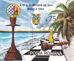 CHESS OLYMPIAD1992 BLOCK USED, ROMANIA - Usati