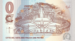 Banconota Zero Euro Souvenir  "CMART" Ricordo Della Città Del Vaticano Veduta Piazza San Pietro - Autres - Europe