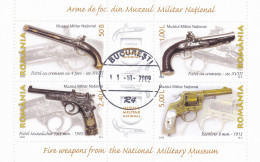 GUNS FROM THE MUSEUM 2008,BLOCK USED,ROMANIA - Used Stamps