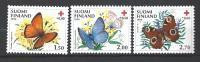 Finlande 1990 N°1076/1078 Neufs Croix Rouge Avec Papillons - Unused Stamps