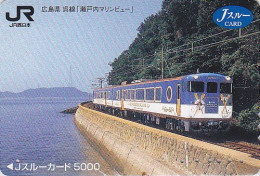 Carte Prépayée JAPON - TRAIN Décoré Bord De Mer Sea Side - JAPAN Prepaid JR J Card - ZUG Eisenbahn - TREIN - 3777 - Treinen