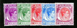 8011 BCXX 1952 Malaysia Scott # 22-26 MNH** (offers Welcome) - Malacca