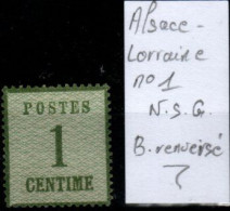 FRANCE - ALSACE-LORRAINE YT N° 1 Neuf Sans Gomme Avec Burelage Renversé. Bas Prix, à Saisir. - Unused Stamps