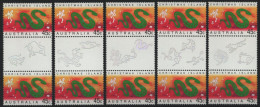 Weihnachtsinsel 2001 - Mi-Nr. 479-480 ** - MNH - 5 Stegpaare - Jahr Der Schlange - Christmas Island